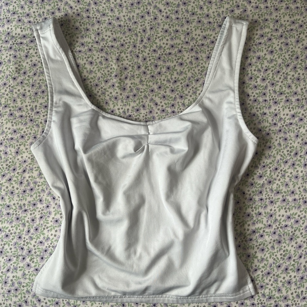 Soft white/baby blue tank top
